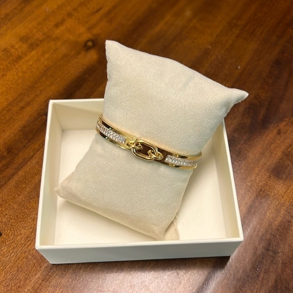 Jewelry - Bracelet with faux buckle detail & rhinestones